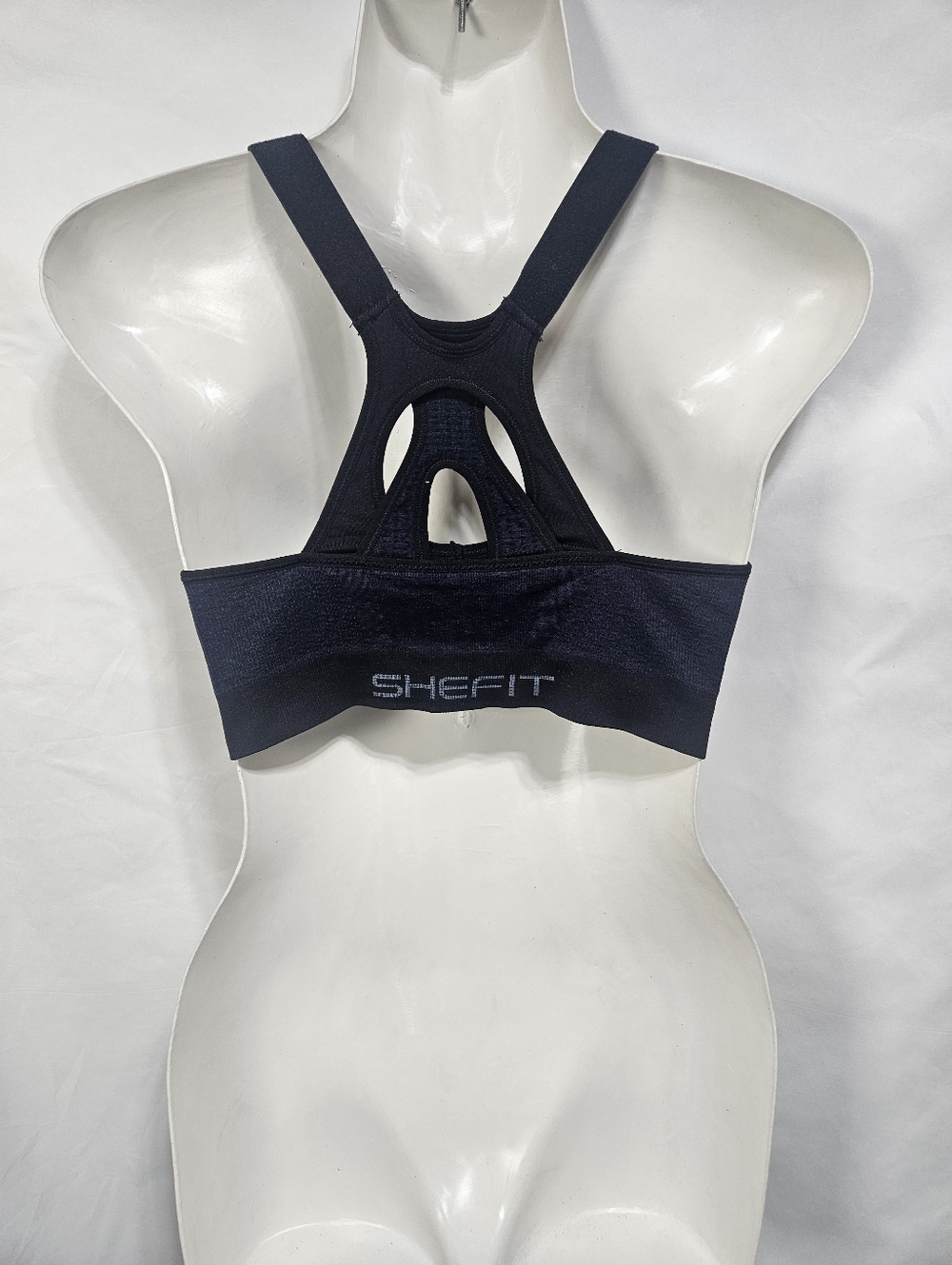 SHEFIT Luxe Zip Front Sports Bra High Impact Racerback Adjustable Navy - Picture 5 of 7